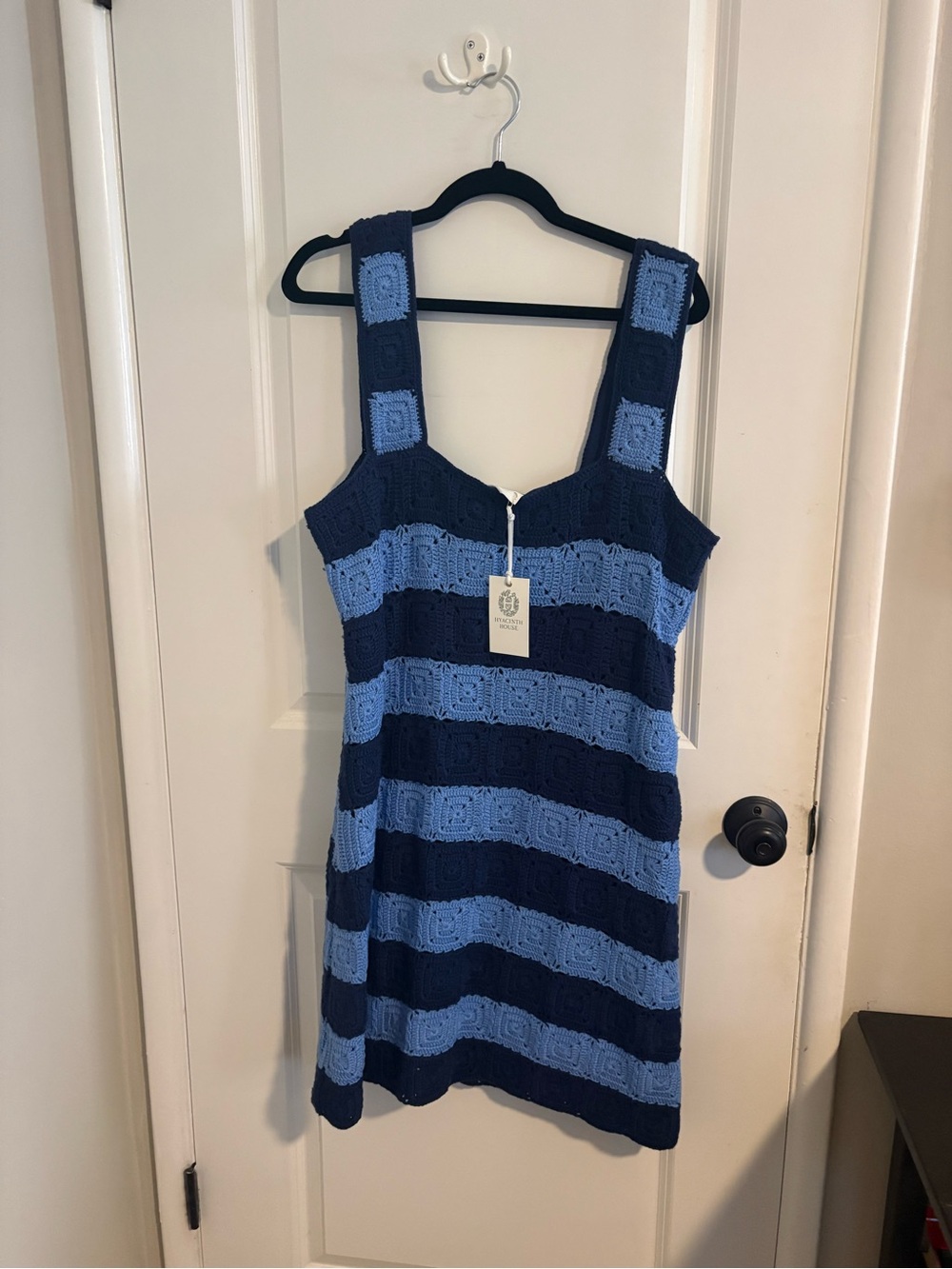 Tuckernuck Blue Crochet Striped Mini Dress